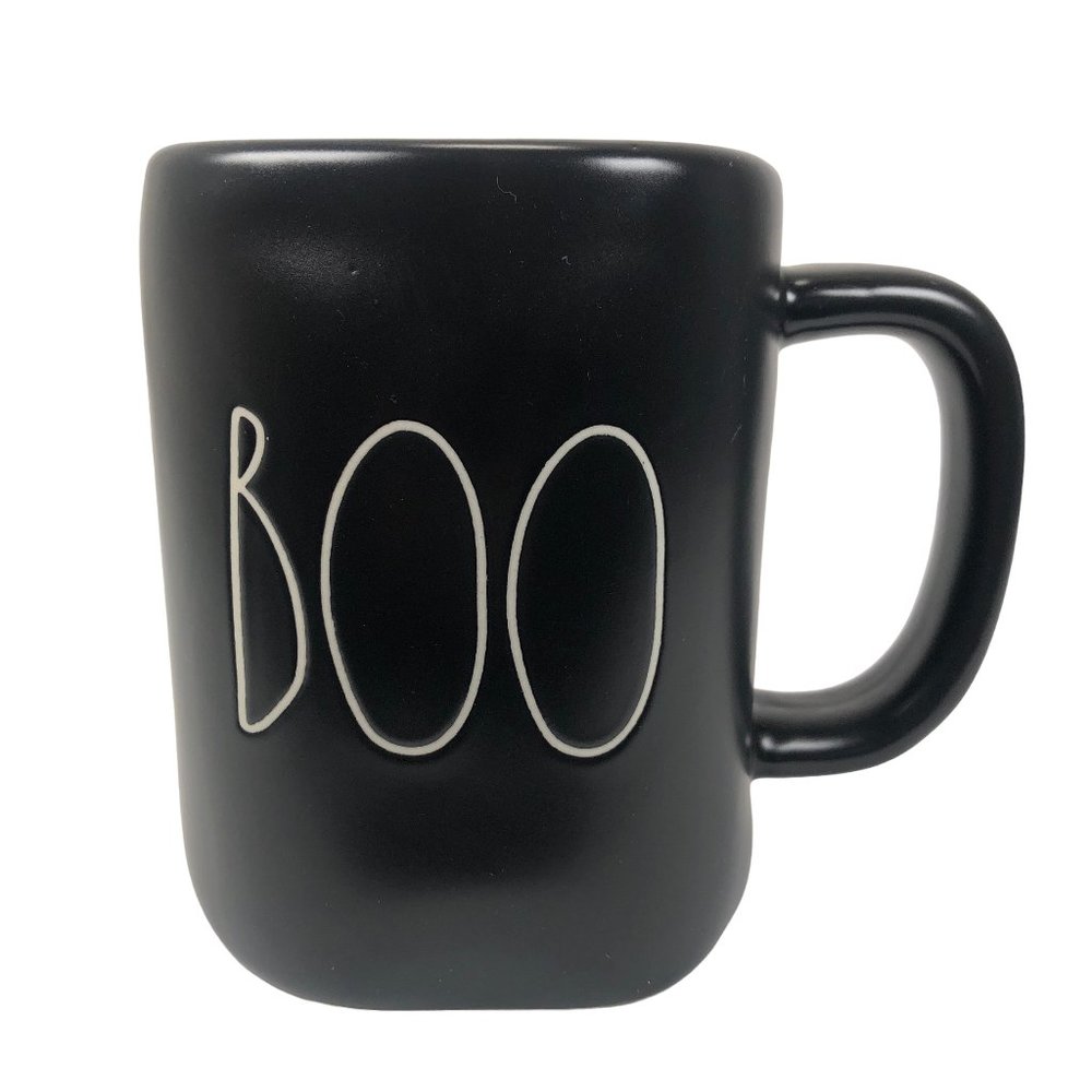 Rae Dunn Black Boo Mug Ceramic Cup Halloween Horror Vampire Witchy Gothic Home